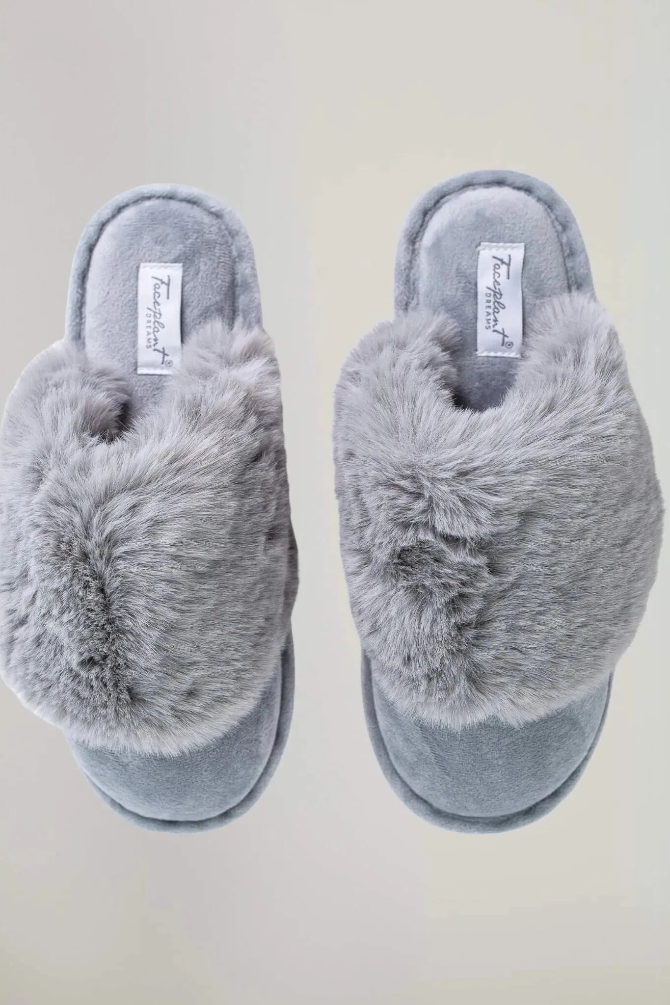 Gray fluffy sales slippers