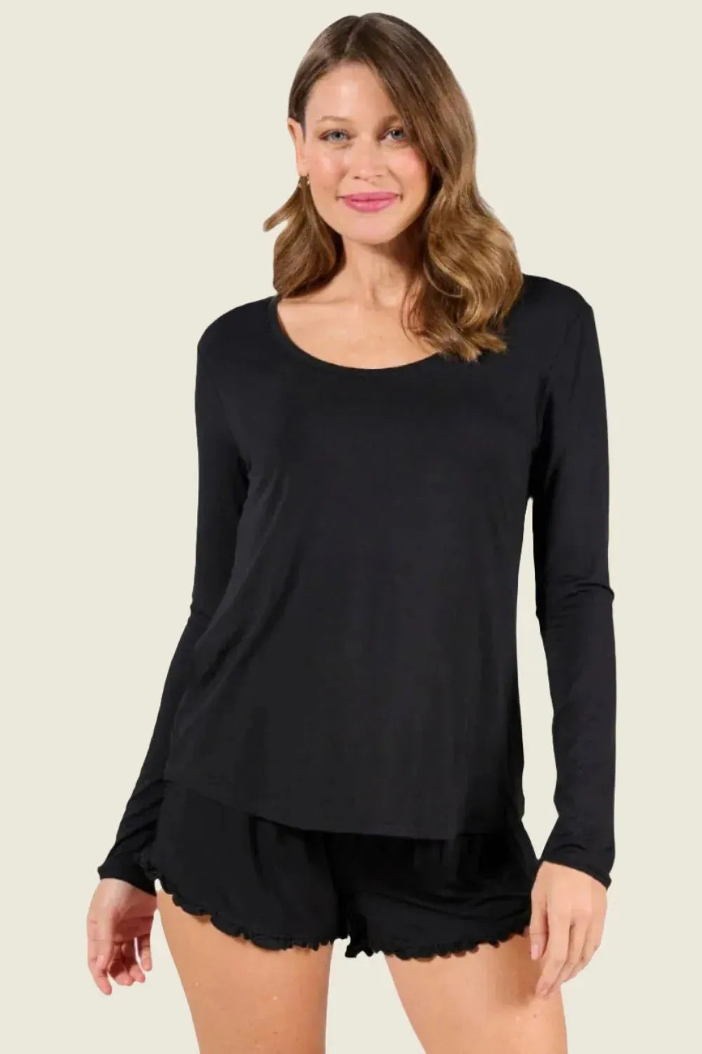 Black long sleeve pajama top deals